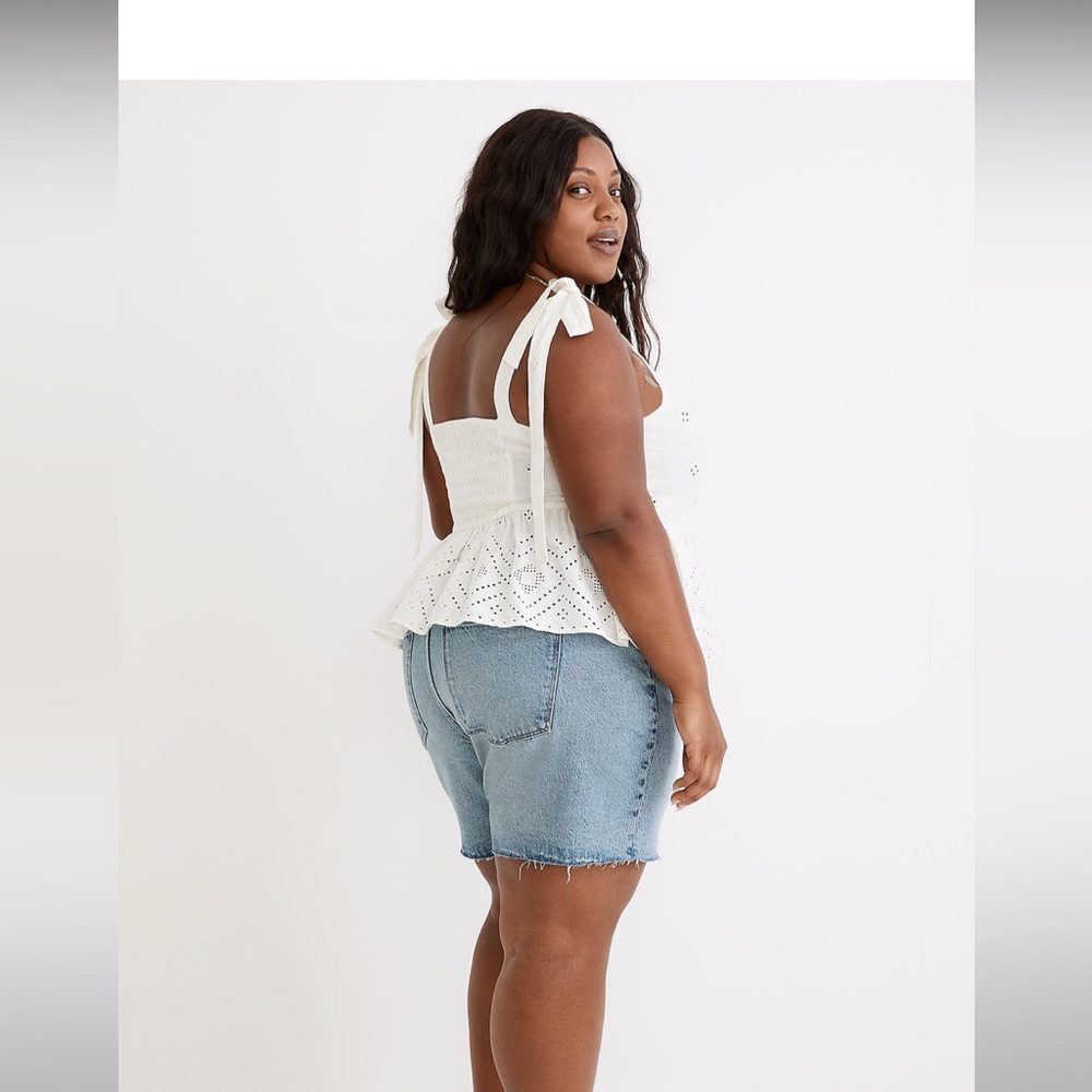 NWT Size 1X Madewell Rosalie Tie-Strap Top in Geo Eyelet White - Picture 3 of 6